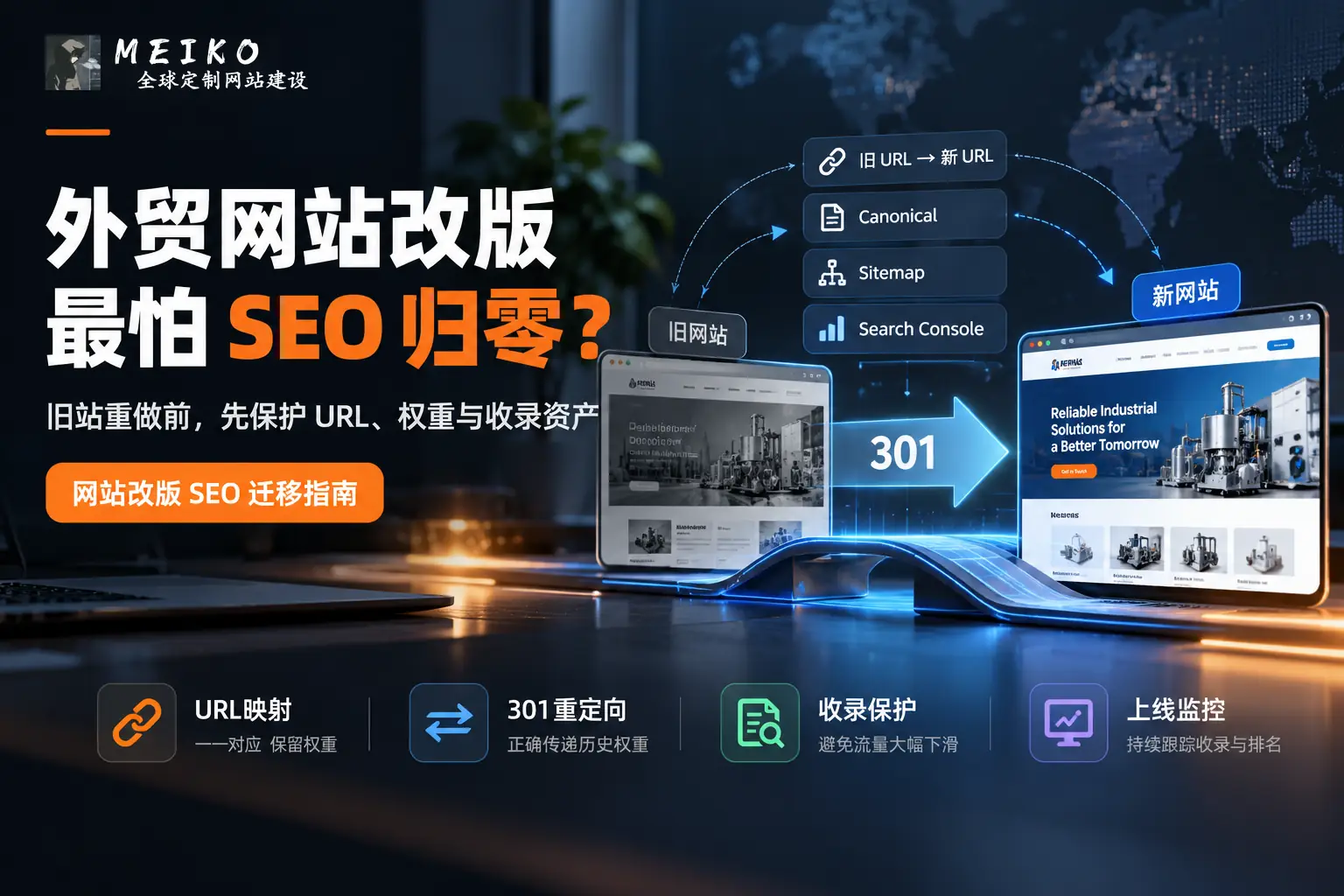 外贸网站改版最怕 SEO 归零：旧网站重做时必须保护的 URL、权重和收录资产